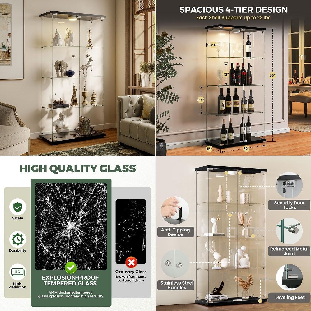 Display Cabinet with LED Light – Glass Cabinet Display Bewertung und Preis